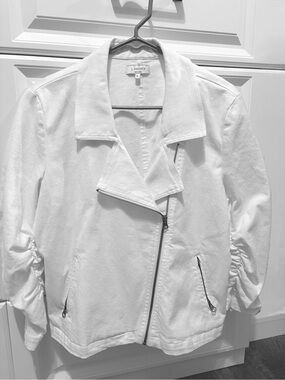 J. Society White Jean Jacket -Zip Moto Style
